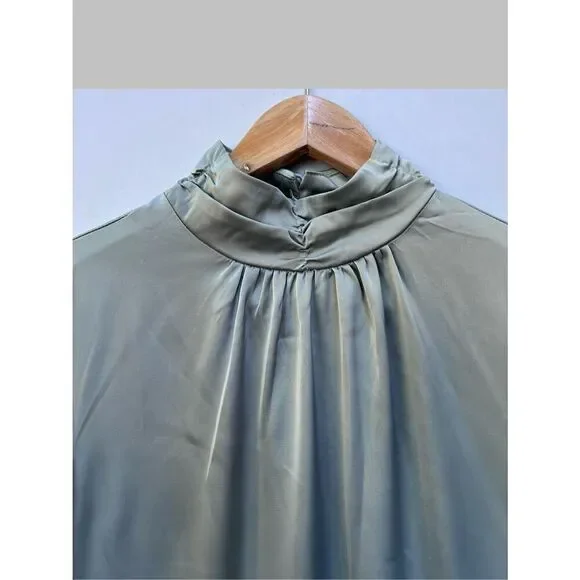 Nasty Gal satin high neck belted midi dress in size 8 - Picture 5 of 11